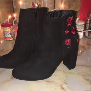 Velvet rose booties